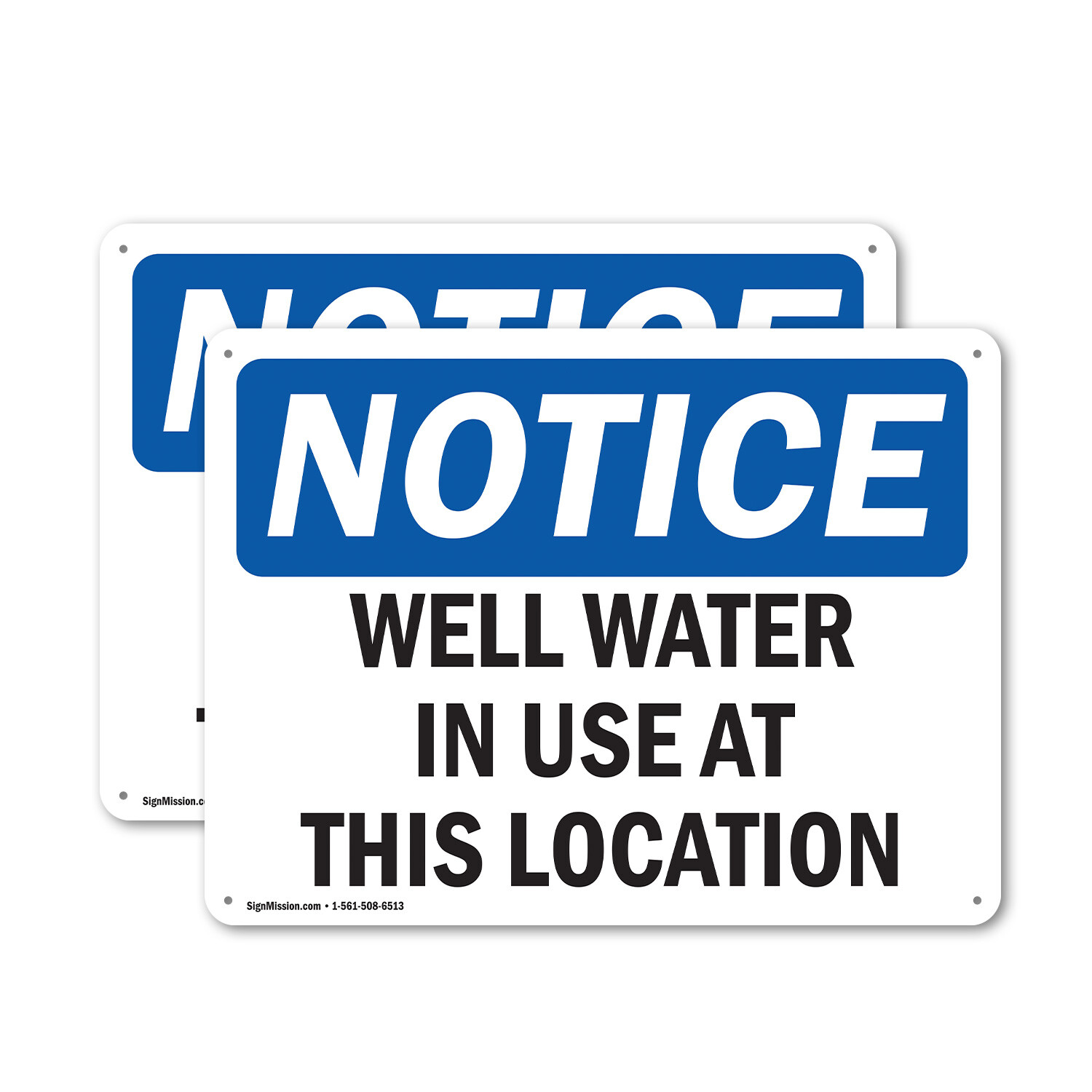 (2 Pack) Well Water In Use At This Location OSHA Notice Sign Decal Metal Plastic