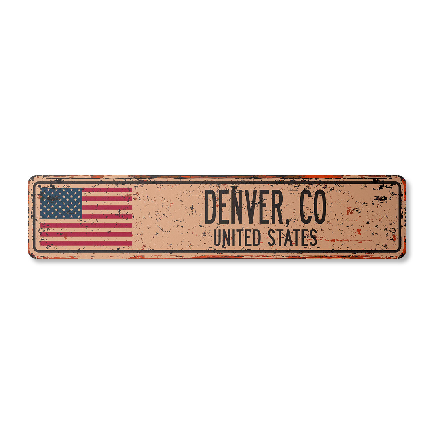 DENVER CO UNITED STATES Vintage Street Sign American flag city country rustic