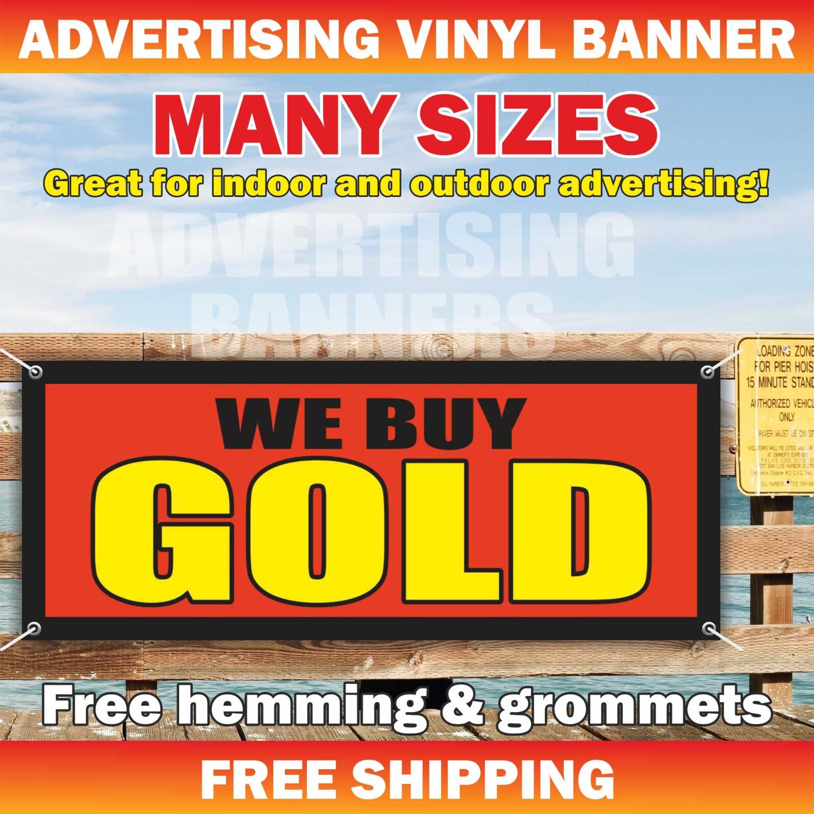 WE BUY GOLD Advertising Banner Vinyl Mesh Sign pawn shop cash Jewelry Silver