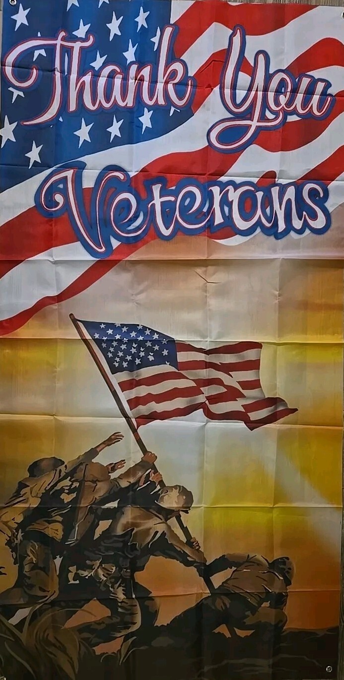 Veterans Day Door Banner – Waterproof Vinyl, 36in×72in, Thank You Veterans