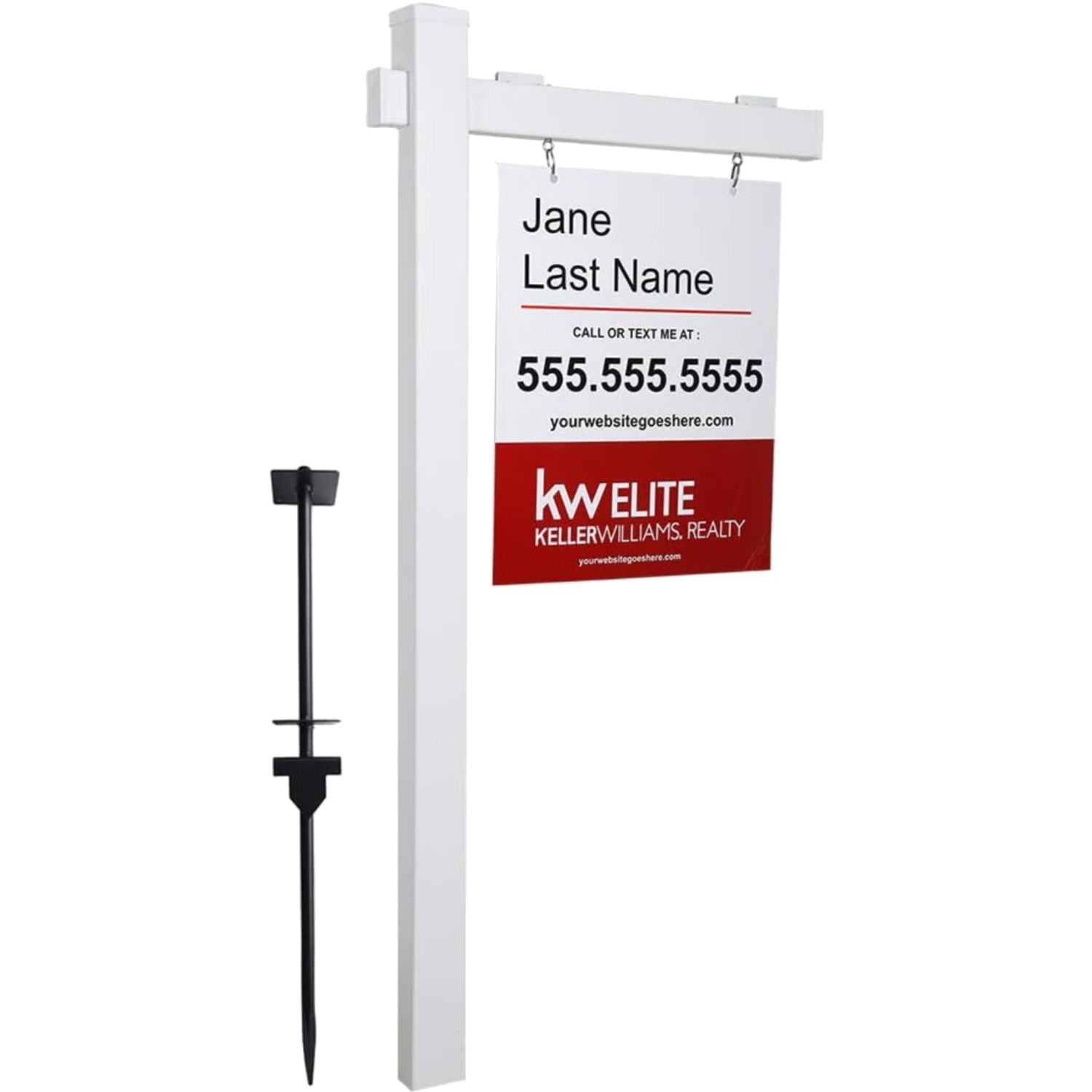 Vinyl PVC Real Estate Sign Post 6ft. Tall 4″x 4″x 72″ Realtor Yard Sign Post …