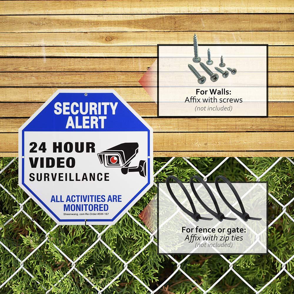 2-Pack Security Camera Sign Video Surveillance Signs Outdoor UV Printed 40 Mi…