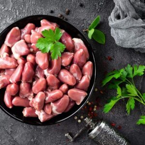 Pasture-raised chicken hearts from Forester Family Farm in Shell Knob, Missouri